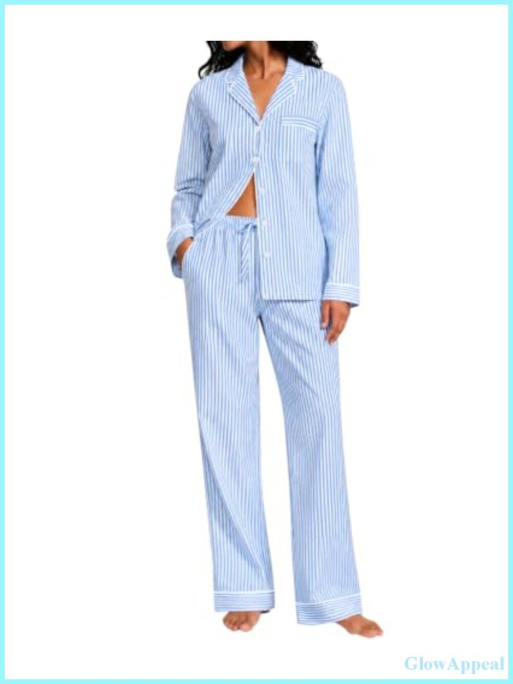 Women's Cotton Pajama Set Long Sleeve Button Down Sleep Set